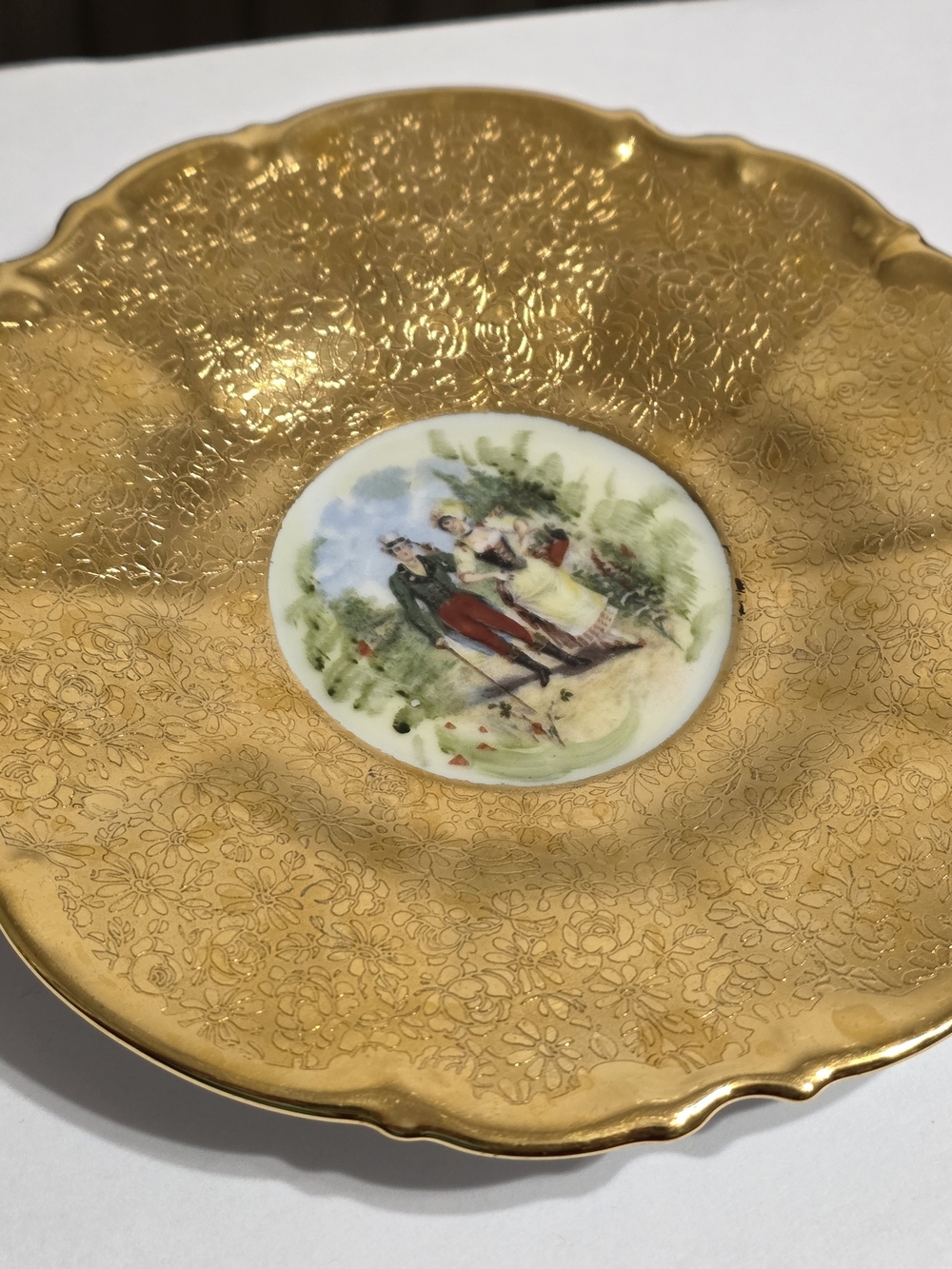Gold Hutschenreuther Gelb Porcelain Plate 6" Bavaria Germany Hand Painted